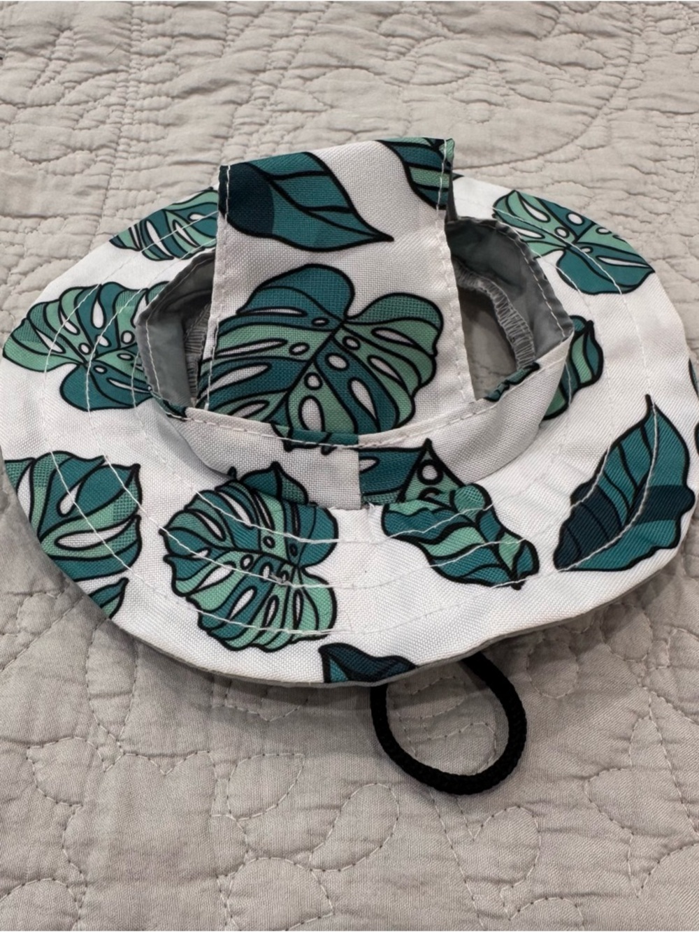 Pet Leaf-Print Sun Hat - Teal White